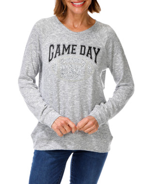 Thumbnail 1: Sable Sky Women's Long Sleeve Game Day Football Bling Sweatshirt 