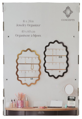 Thumbnail 2: Concepts 16x24 Gold Scallop Frame Jewelry Organizer 