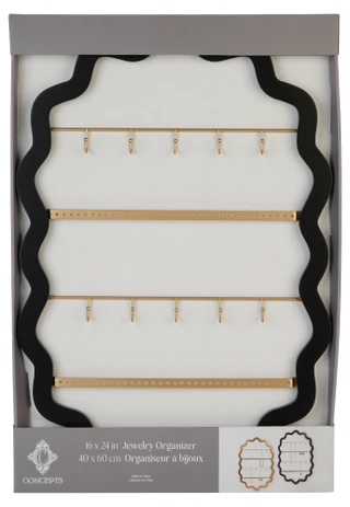 Thumbnail 1: Concepts 16x24 Black & Gold Scallop Frame Jewelry Organizer 