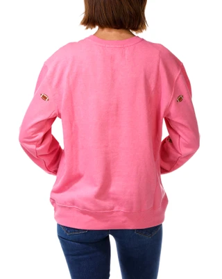 Thumbnail 2: Sable Sky Women's Long Sleeve Ribbed Hem Football Applique Sweatshirt 