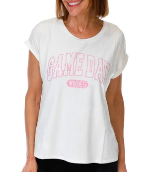 Thumbnail 1: Magical Season Women's Petite Studded Game Day Vibes Top 