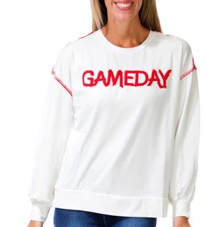 Thumbnail 1: Magical Season Women's Petite Long Sleeve Game Day Baseball Whipstitch Tee 