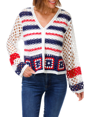 Thumbnail 1: LIV LOS ANGELES Women's Americana Open Crochet Cardigan 