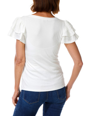 Thumbnail 2: 1. State Women's Flutter Sleeve V-Neck Ribbed Top 