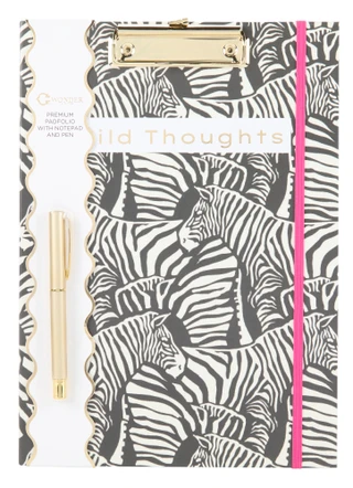 Thumbnail 1: Wonder Limited Zebra Print Padfolio w/ Notepad & Pen 