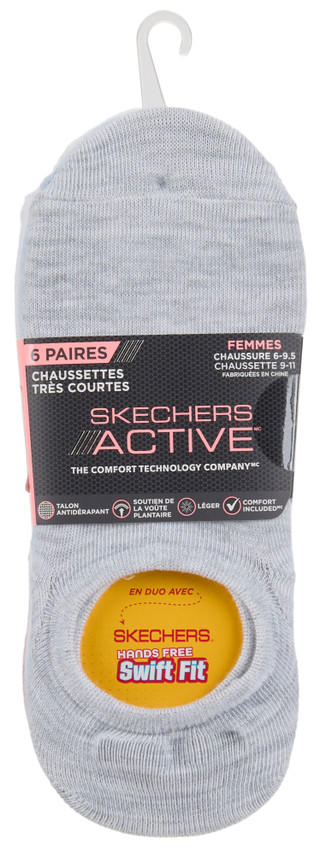 Thumbnail 3: Skechers Women's 6 Pk Active Non-Slip No-Show Socks 