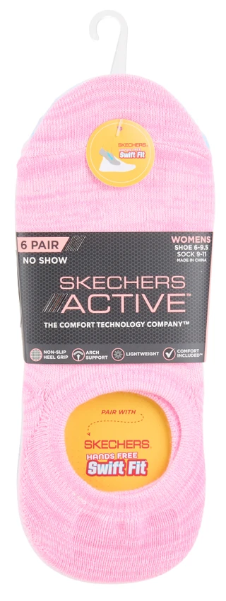 Thumbnail 4: Skechers Women's 6 Pk Active Non-Slip No-Show Socks 