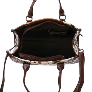 Thumbnail 3: Sage and Saddle  Cow Print Tooled Box Tote with Fringe Detail 