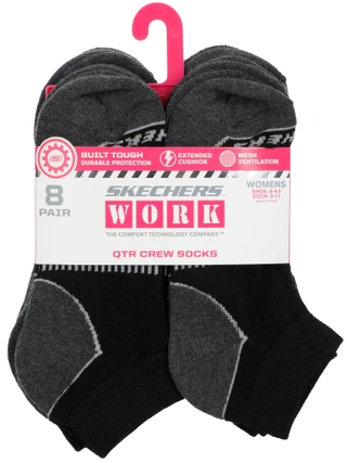 Thumbnail 1: Skechers Women's 8 PK Extended Terry Quarter Crew Socks 