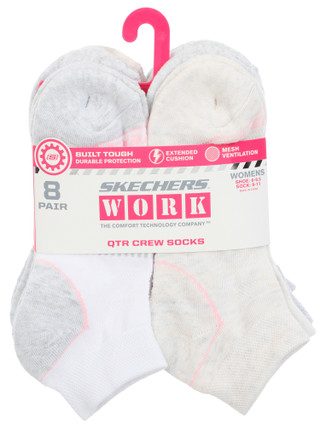 Thumbnail 1: Skechers Women's 8 PK Extended Terry Quarter Crew Socks 