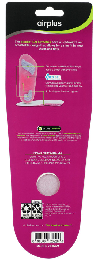 Thumbnail 2: Airplus Women's Gel Orthotic Total Arch Support Insoles 