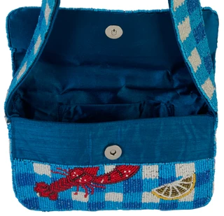 Thumbnail 2: SOL AND MER Beaded Gingham Lobster Shoulder Bag 