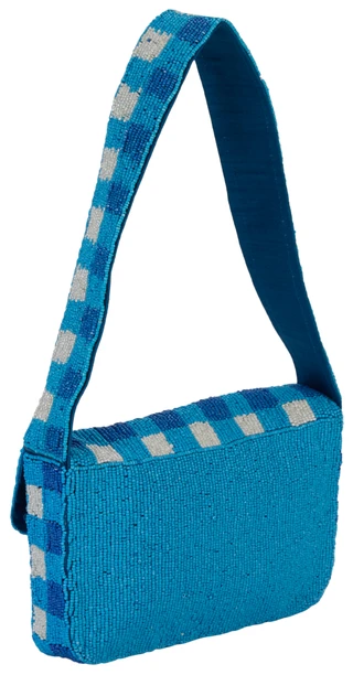 Thumbnail 3: SOL AND MER Beaded Gingham Lobster Shoulder Bag 