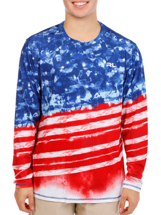 Thumbnail 1: REEL LEGENDS Men's Long Sleeve Watercolor Flag Shirt 