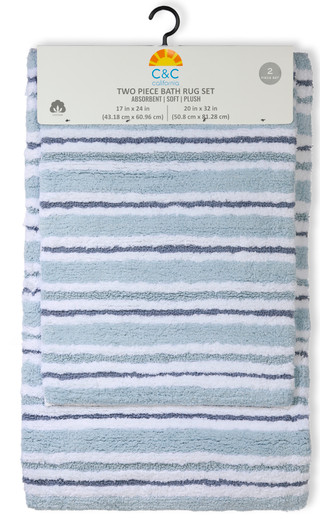 Thumbnail 1: C&C California 2 Pc Stripe Bath Rug Set 