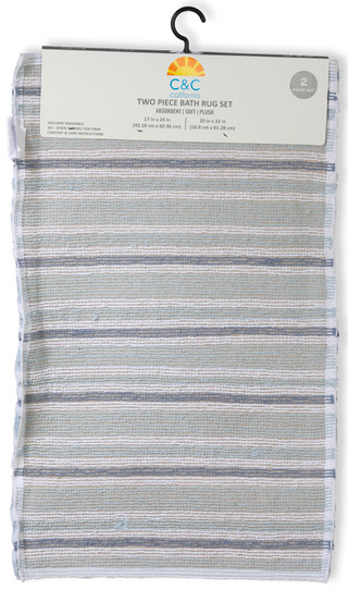 Thumbnail 2: C&C California 2 Pc Stripe Bath Rug Set 