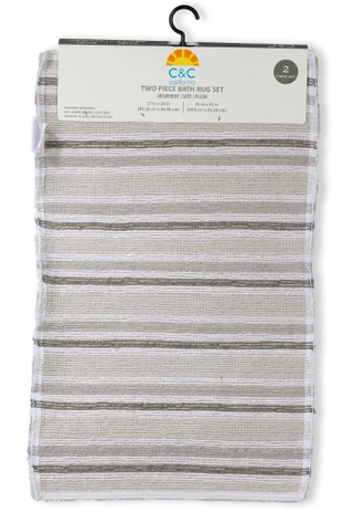 Thumbnail 2: C&C California 2 Pc Stripe Bath Rug Set 