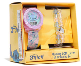 Thumbnail 1: Disney Girls Stitch Flashing LCD Watch & Bracelet Set 