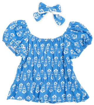 Thumbnail 1: Derek Heart Big Girl's Crinkle Knit Top with Bow 