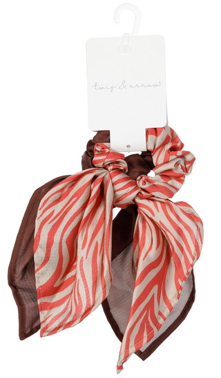 Thumbnail 1: TWIG & ARROW Zebra Print Bow Scrunchie Scarf Hair Accessory 