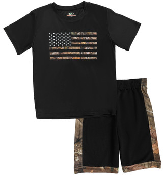 Thumbnail 1: Mossy Oak Boy's Flag Camo Tee Short Set 
