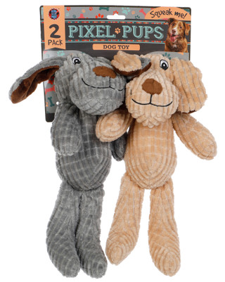 Thumbnail 1: Bow Wow Pet 2 Pk Squeaky Pixel Pups Dog Toys 