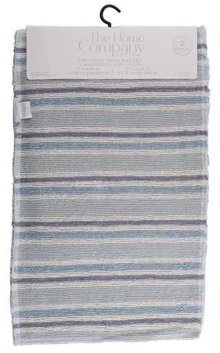Thumbnail 2: The Home Company 2 Pc Stripe Bath Rug Set 