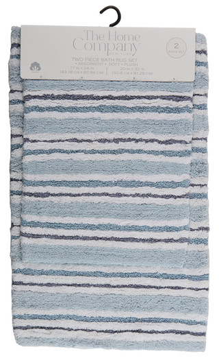 Thumbnail 1: The Home Company 2 Pc Stripe Bath Rug Set 