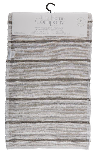Thumbnail 2: The Home Company 2 Pc Striped Bath Rug Set 