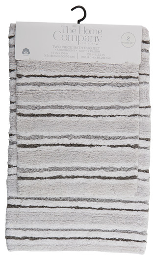 Thumbnail 1: The Home Company 2 Pc Striped Bath Rug Set 