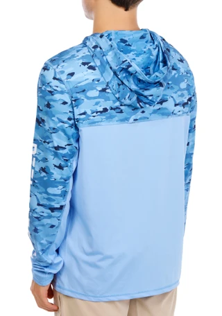 Thumbnail 4: REEL LEGENDS Men's Fish Camo Hooded Long Sleeve Shirt 