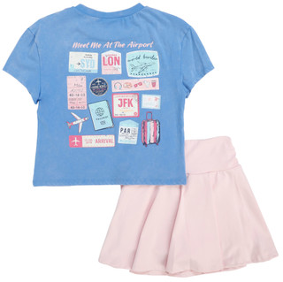 Thumbnail 1: Tween Diva Big Girl's 2 Pc Short Sleeve Graphic Tee Skort 