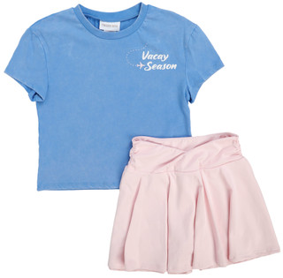 Thumbnail 2: Tween Diva Big Girl's 2 Pc Short Sleeve Graphic Tee Skort 