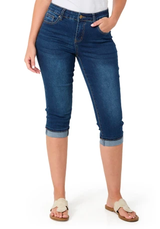 Thumbnail 2: Bleu Women's Petite Roll Cuff Hem Capris 