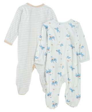 Thumbnail 2: SHABBY CHIC Baby Boy's 2 Pk 2 Way Zipper Footie Set 