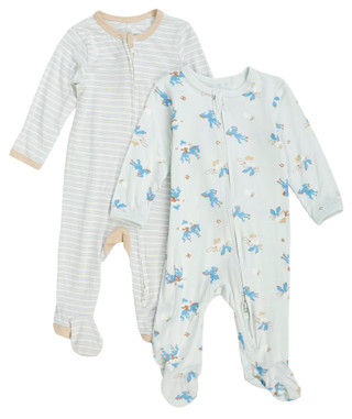 Thumbnail 1: SHABBY CHIC Baby Boy's 2 Pk 2 Way Zipper Footie Set 