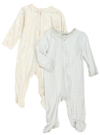 Thumbnail 1: SHABBY CHIC Baby Boy's 2 Pk 2 Way Zipper Footie Set 