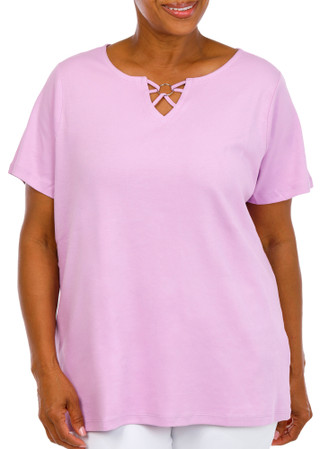 Thumbnail 1: Coral Bay Plus Keyhole Ring Neck Top  