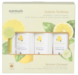 Thumbnail 1: SCENTUALS 4-Piece Lemon Verbena Travel Bath & Body Set - 40 ml Each 