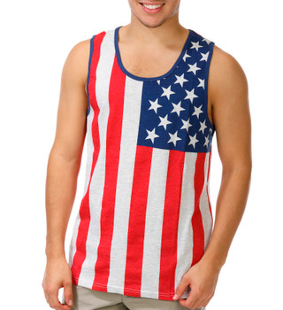 Thumbnail 1: BROOKLYN CLOTH Men's Sleeveless Crew Neck Americana Tank 