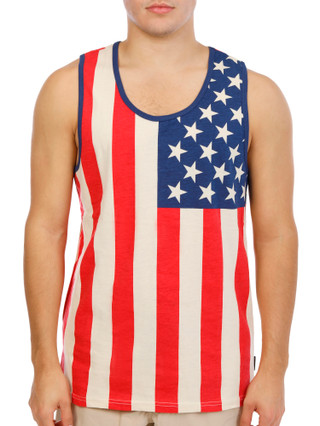 Thumbnail 5: BROOKLYN CLOTH Men's Sleeveless Crew Neck Americana Tank 