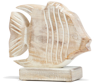 Thumbnail 1: Sagebrook Home 8x7 Wood Fish on Base Home Accent 