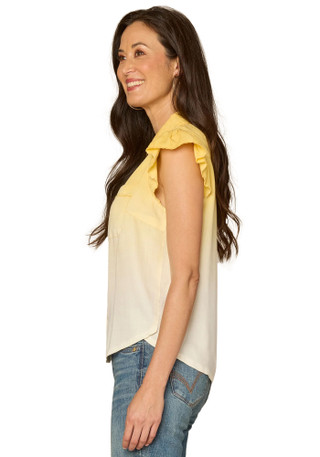 Thumbnail 3: Democracy Petite Flutter Sleeve Button Down Ombre Woven Shirt 