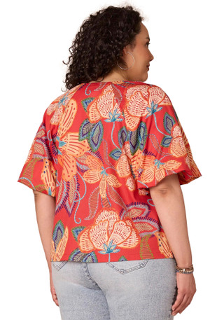 Thumbnail 2: Democracy Plus Bubble Sleeve Floral Print Woven Top 