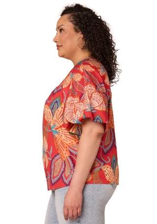 Thumbnail 4: Democracy Plus Bubble Sleeve Floral Print Woven Top 
