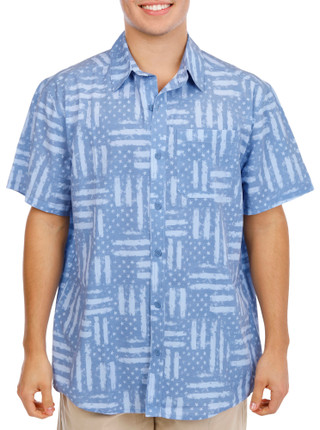 Thumbnail 2: REEL LEGENDS Men's Saltwater Stars & Stripes Button Down Shirt 