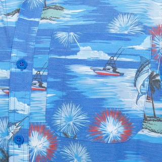 Thumbnail 2: REEL LEGENDS Men's Beachside Americana Scenic Button Down Shirt 