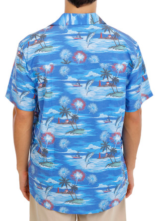 Thumbnail 3: REEL LEGENDS Men's Beachside Americana Scenic Button Down Shirt 
