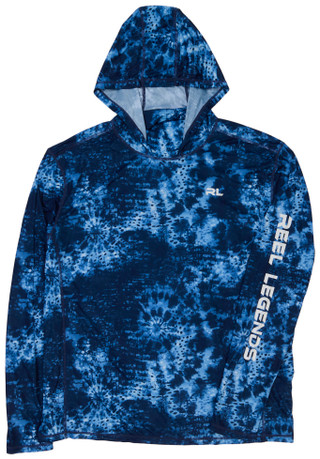 Thumbnail 1: REEL LEGENDS Men's Long Sleeve Hooded Tie Dye Scales Shirt 