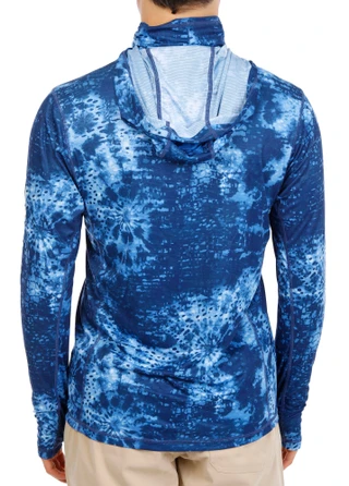 Thumbnail 3: REEL LEGENDS Men's Long Sleeve Hooded Tie Dye Scales Shirt 